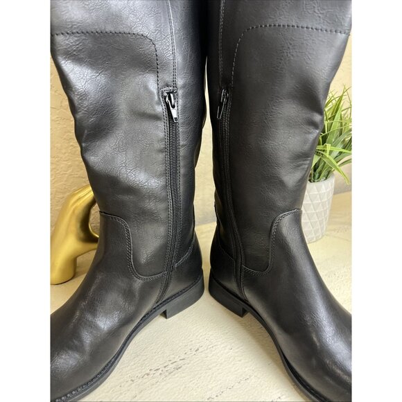 FRYE & CO GIOVANNA BLACK Stacked Heel Boots 8 W-W/9M/9.5M Women’s Shoes - Picture 4 of 16